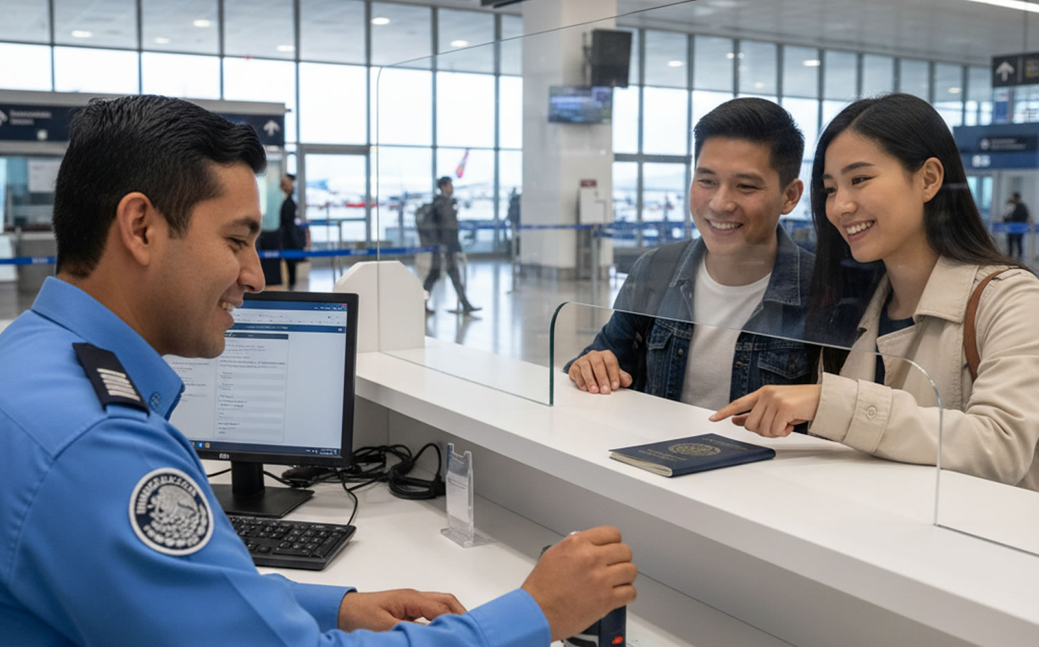 墨西哥签证与中国护照示意图