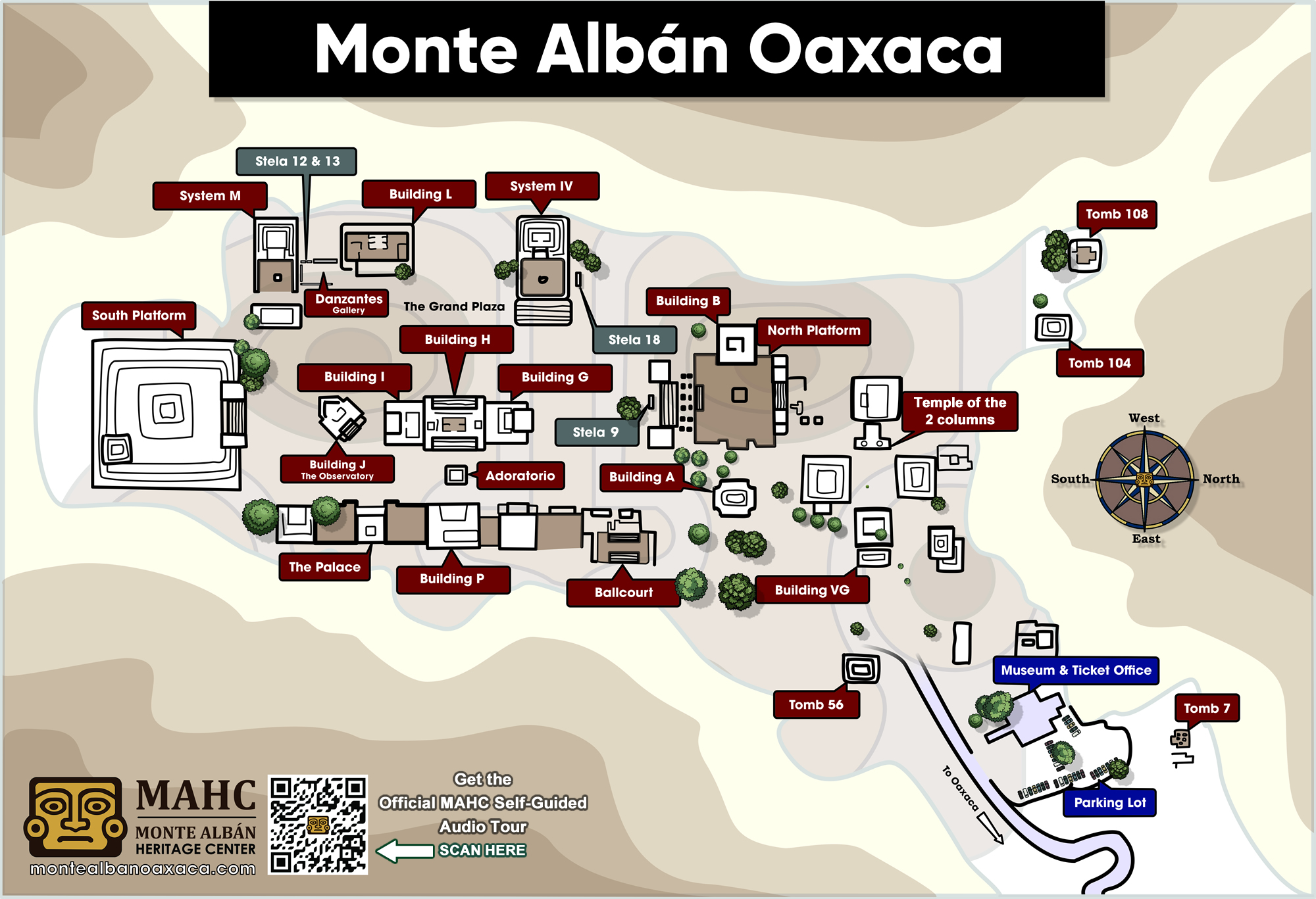 MAHC's detailed map of the Monte Albán archaeological site