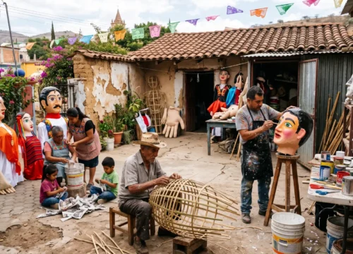 What Are the Origins of the Giant Paper Mâché Puppets (Monos) Seen in Oaxaca’s Christmas Parades?